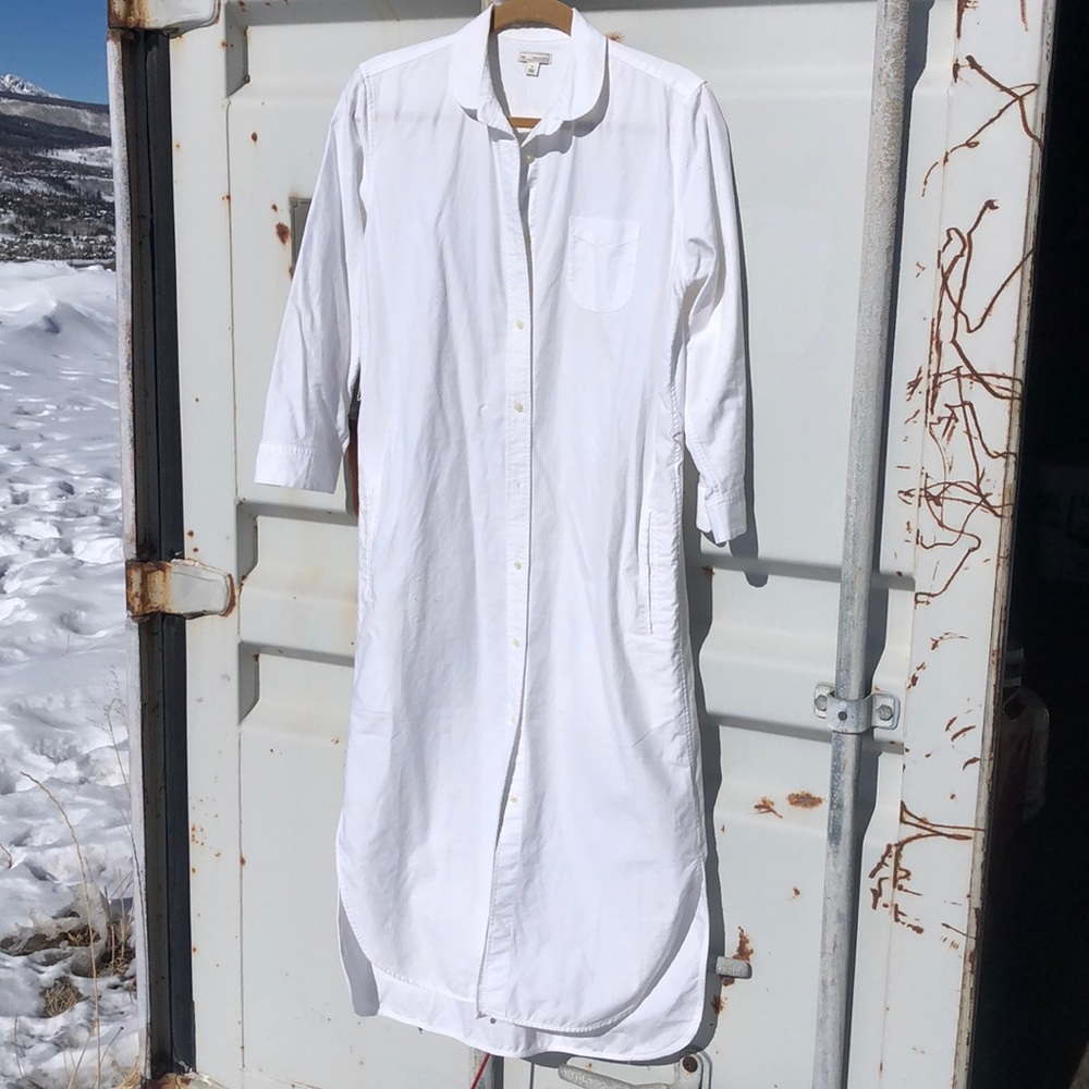 Gap long white shirt dress